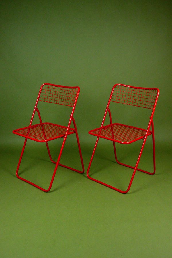 Chaise pliante en métal rouge Ted Net Ikea vintage par Niels Gammelgaard