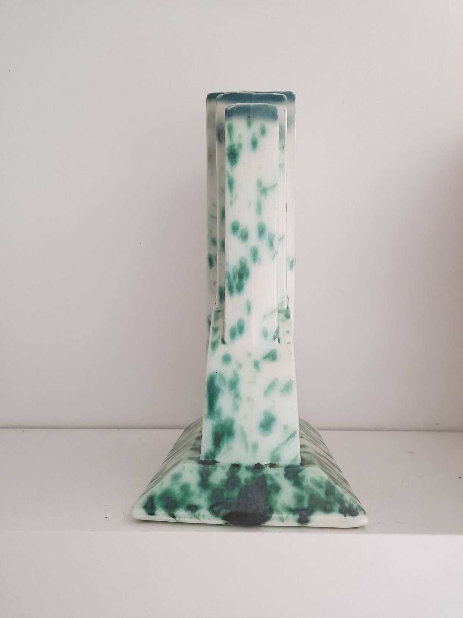 Large Art Deco vase from the 1930s, futuristic earthenware