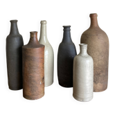 Set of 6 stoneware and terracotta bottles 1900-1930