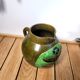 Vintage artisanal flowery ceramic pitcher vase