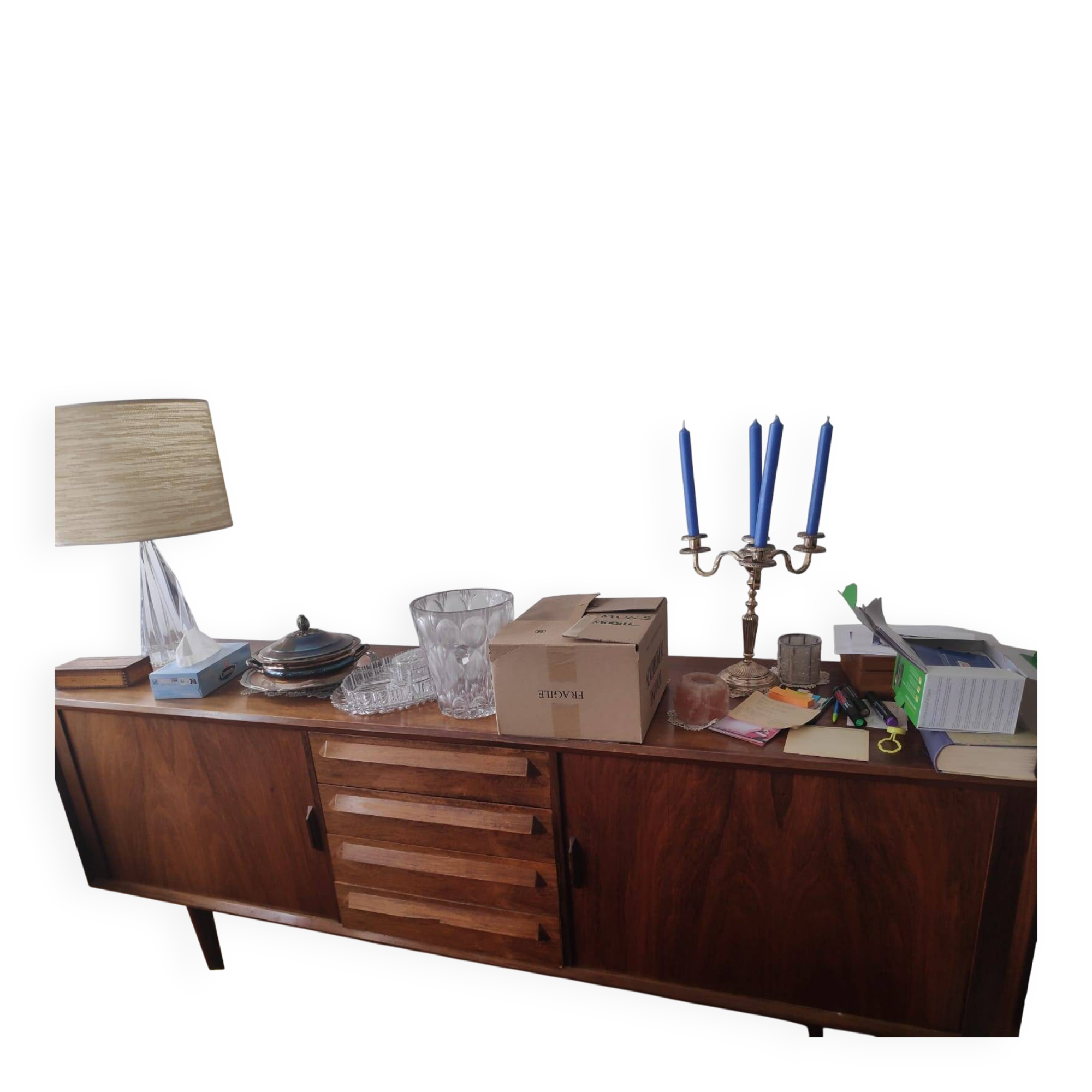 Low sideboard in a 1960s enfilade style in teak (Swedish designer Ib Kofod Larsen)