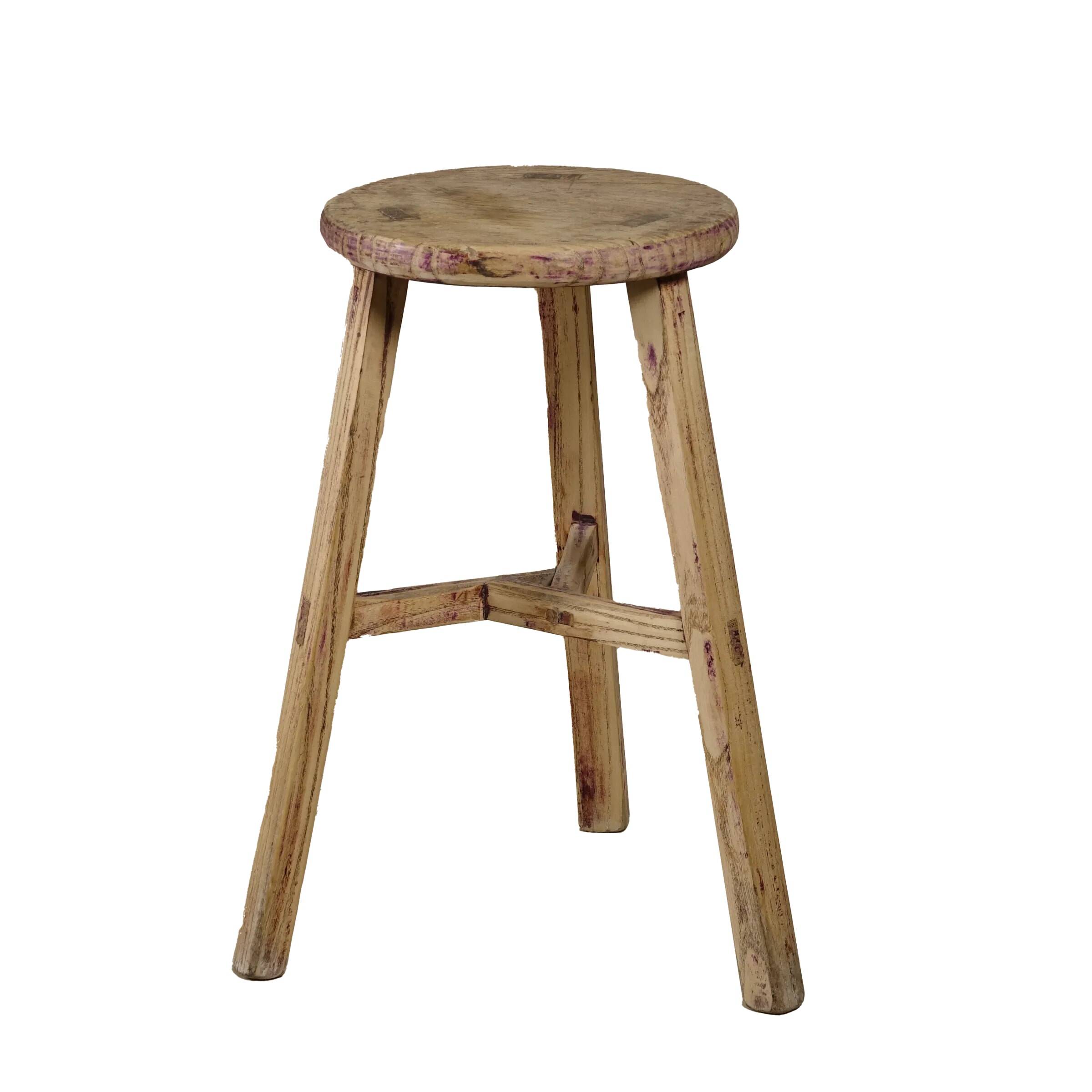 Gong - Antique Chinese elm stool, round seat no. 2