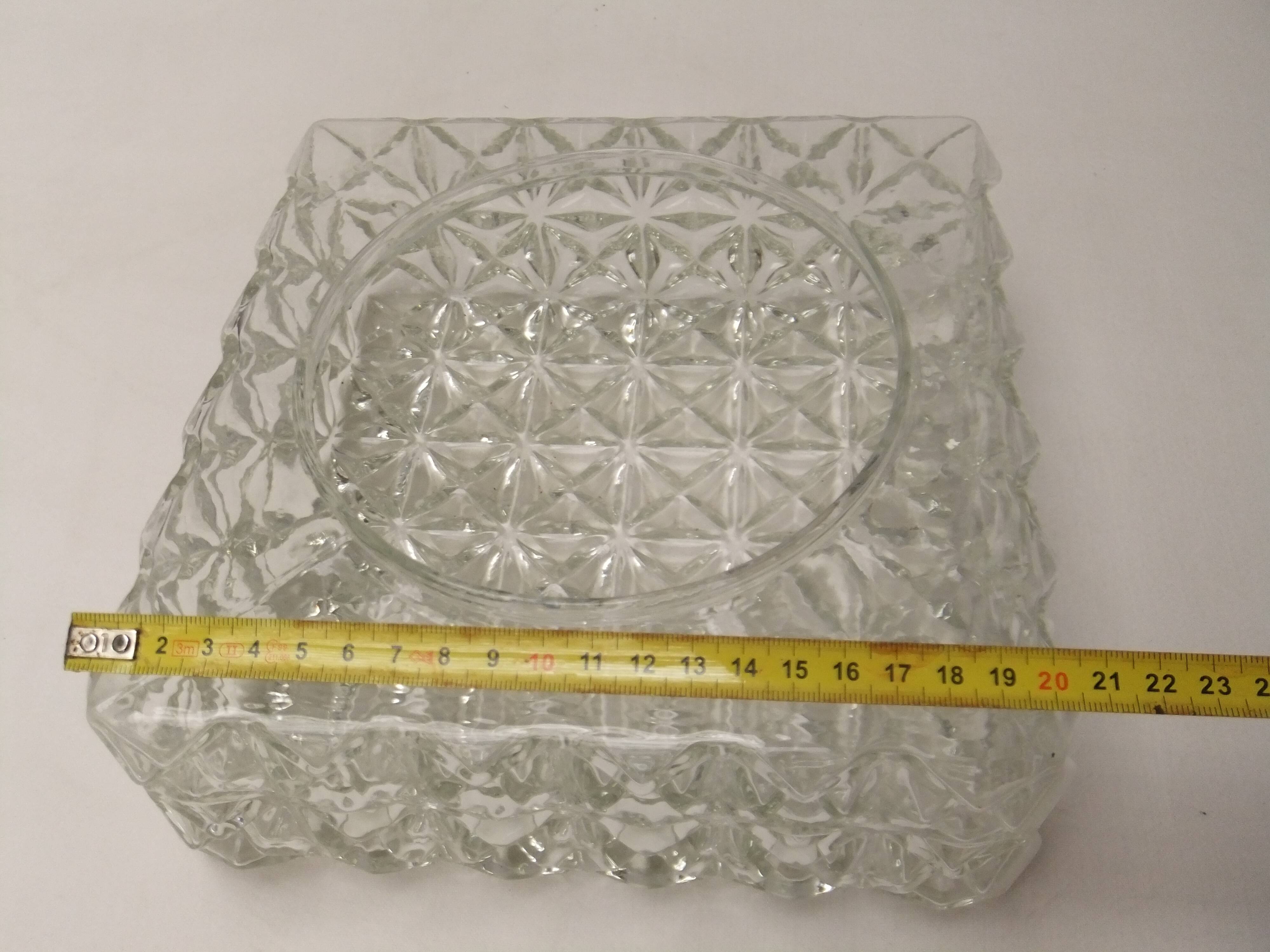 Old vintage ceiling light molded glass suspension chandelier