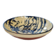 Plat rond  jatte saladier terre cuite émaillée bleu creme