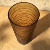 Frosted glass vase with amber scrolls