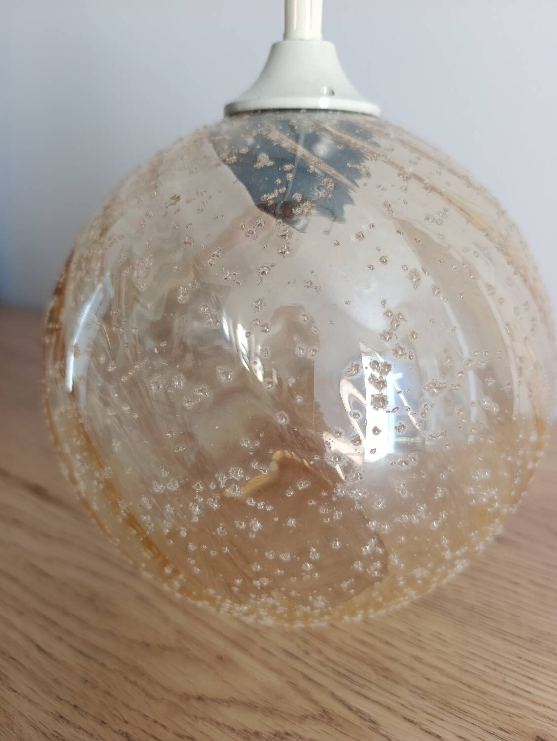 Amber bubble glass vintage pendant globe – 1960s/70s design