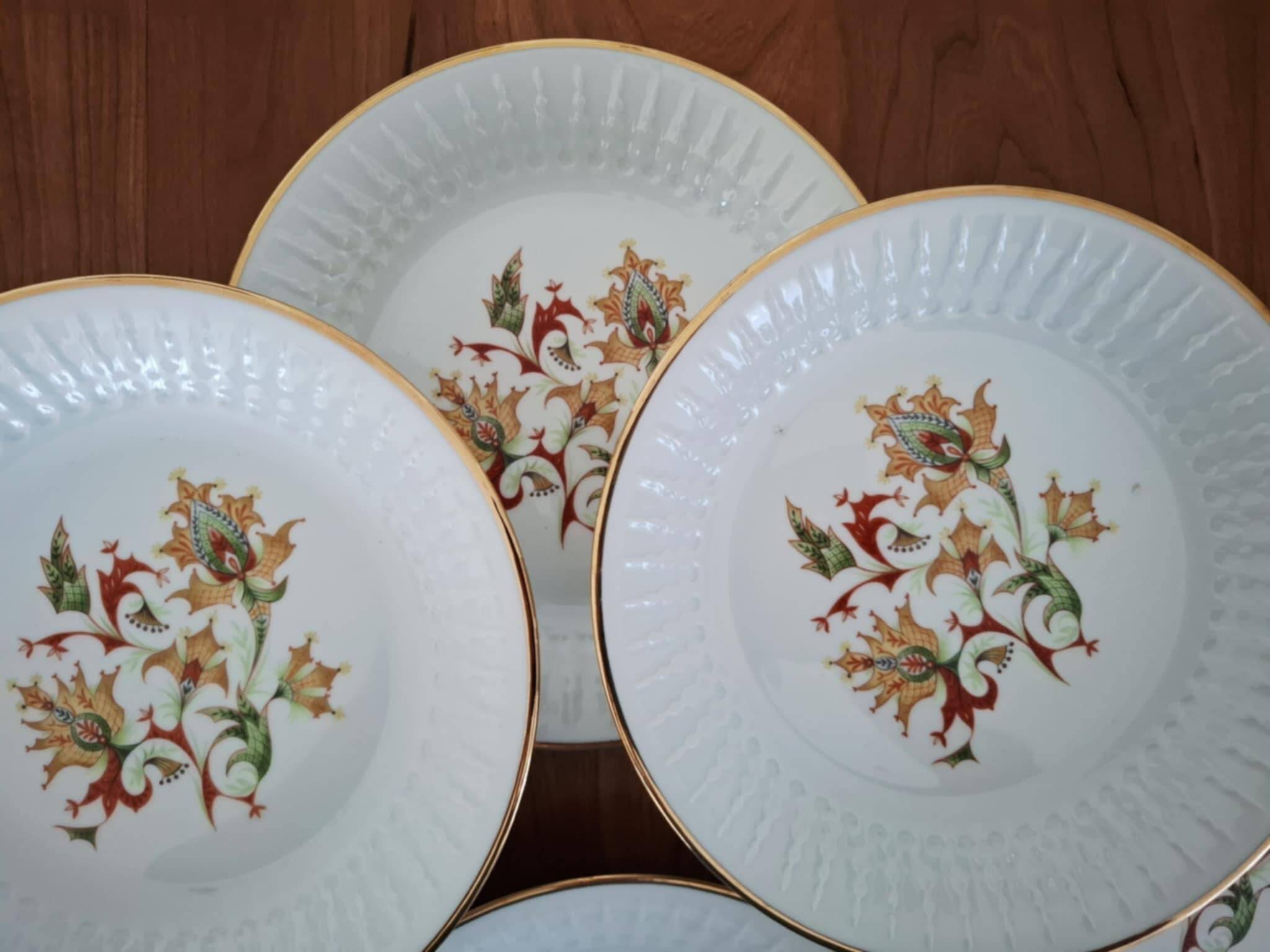 Porcelain soup plates from Chauvigny by Fernand Deshoulières