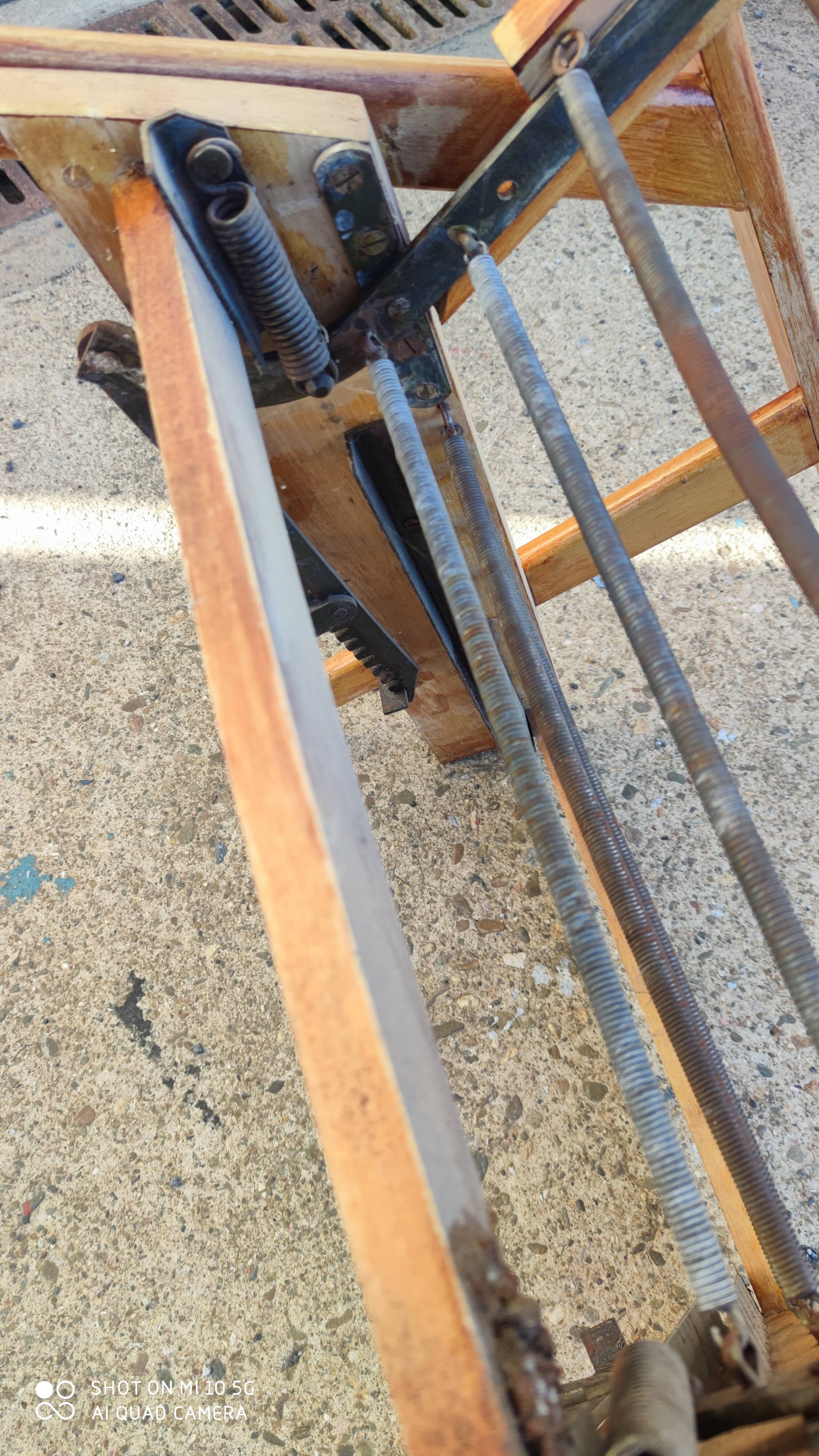 Armchair with compass legs and a mechanism, circa 1950