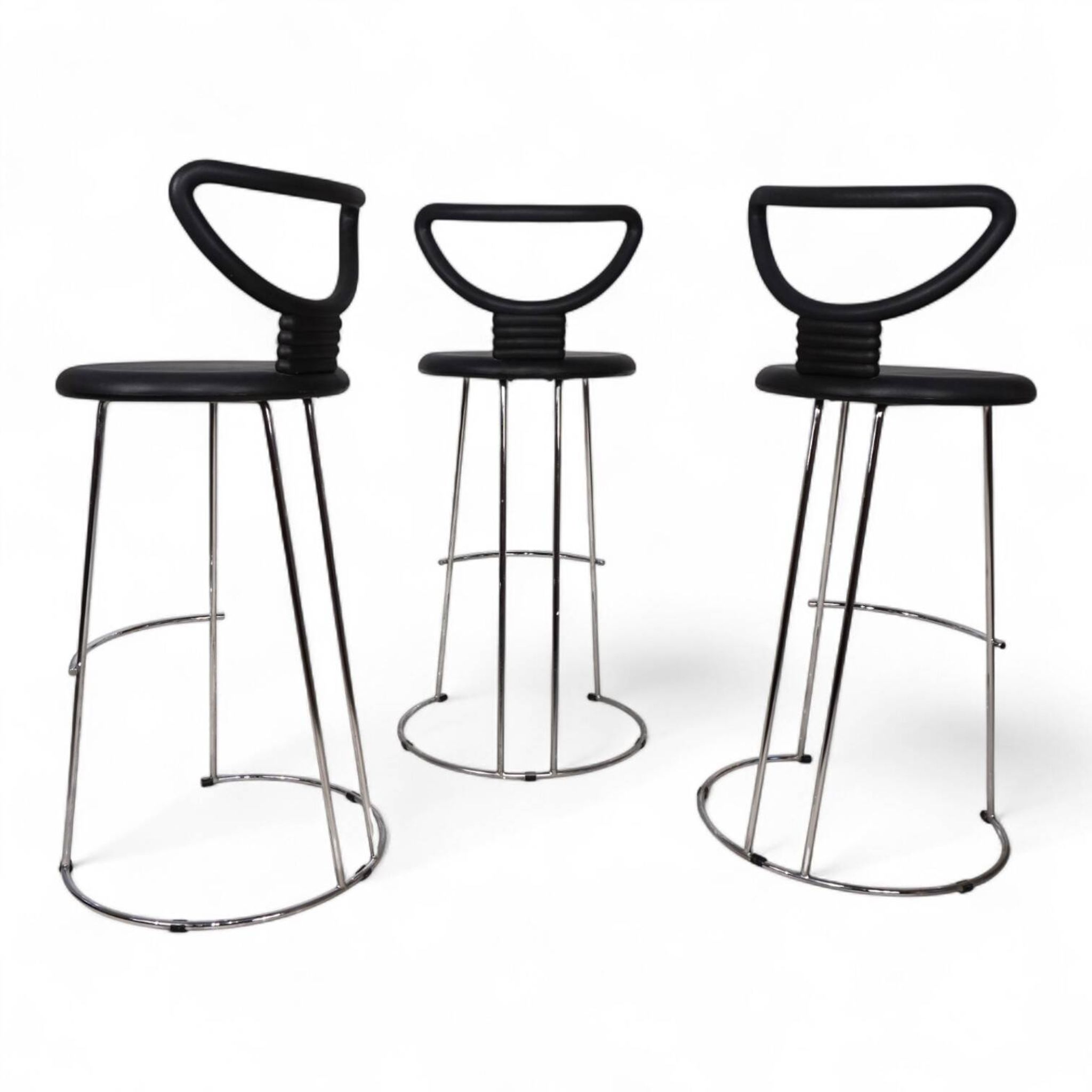 Fasem Italia 3-piece set of postmodern bar stools by Nobu Tanigawa, 1990