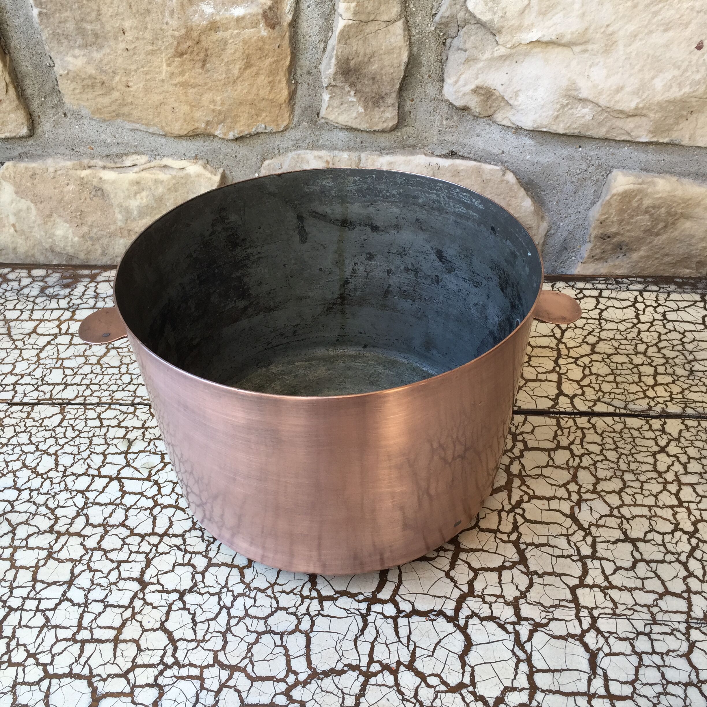 Ancient pink copper pot cover