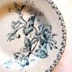 Art Nouveau Terre de Fer GIEN hollow plate, blue model, The Honeysuckle