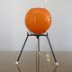 Tripod lamp "Sputnik" in orange opaline and black lacquered metal 60s 70s
