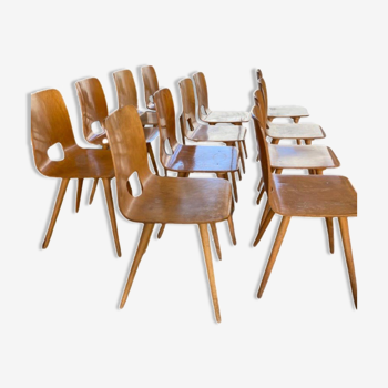 12 vintage chairs by Hans Bellmann for Horgen Glarus, Switzerland 1950