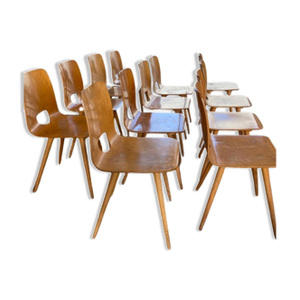 12 vintage chairs by Hans Bellmann for Horgen Glarus, Switzerland 1950