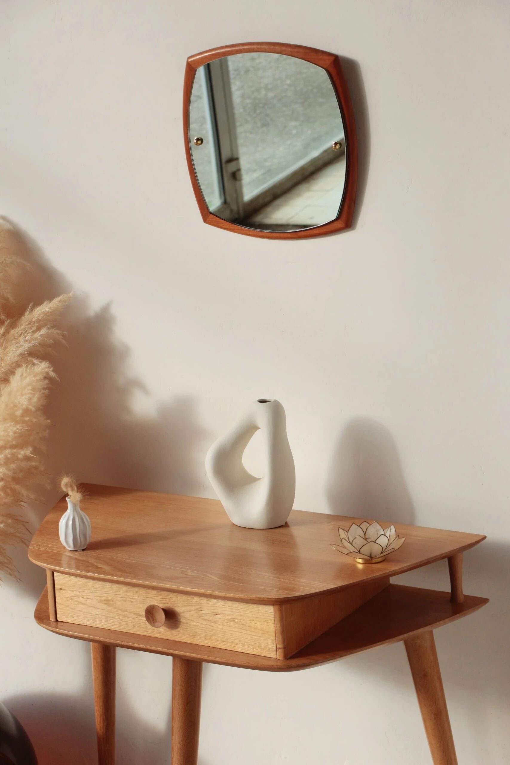 Solid oak tripod console table – vintage & restored