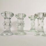 Set of four crystal glass candle holders by Staffan Gellerstedt for Pukeberg Glasbruk