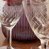 4 white wine glasses in engraved glass 6 cl