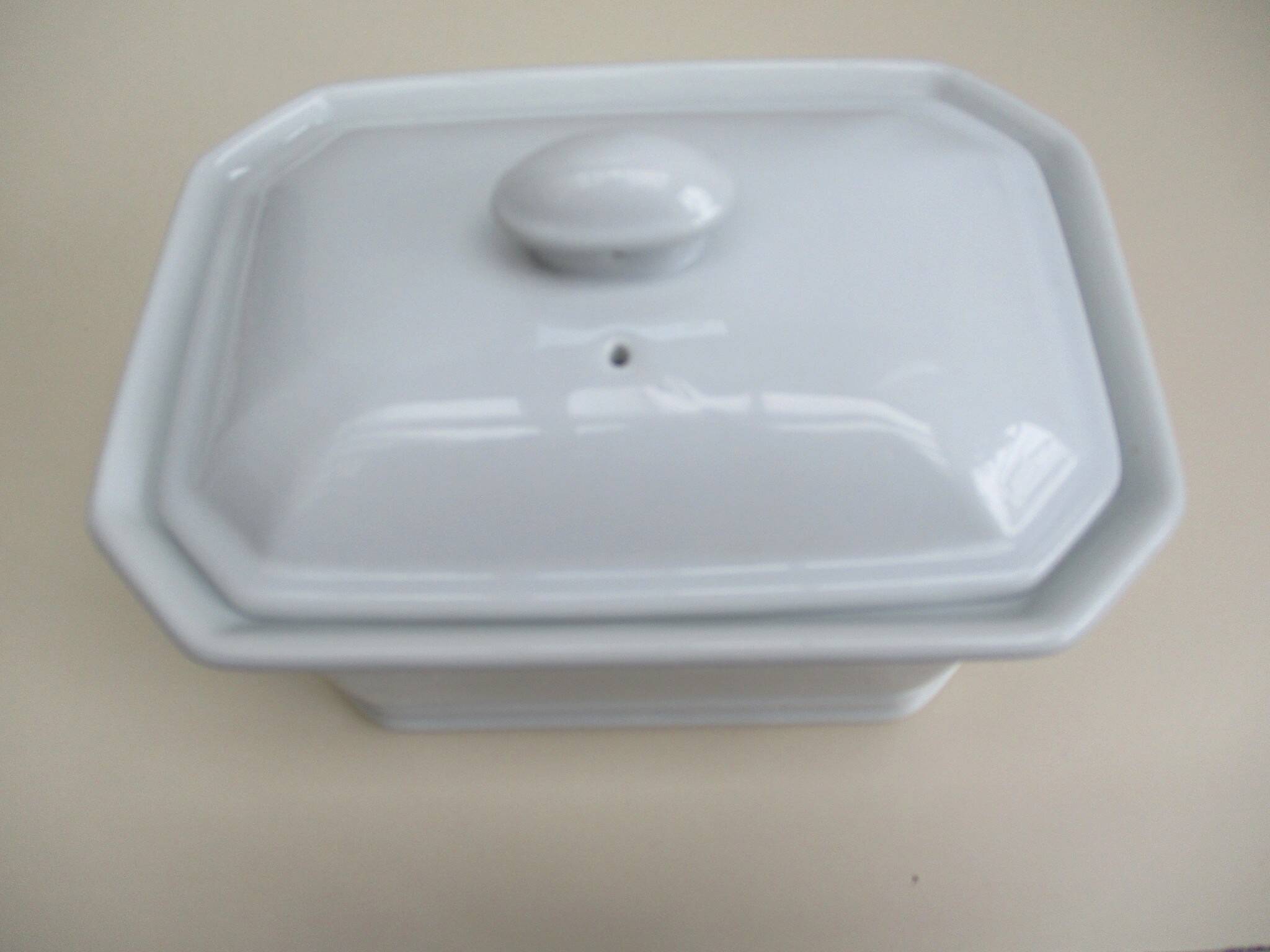 Fired white porcelain terrine