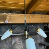 Brass/metal pendant light 3 arms 50s/60s