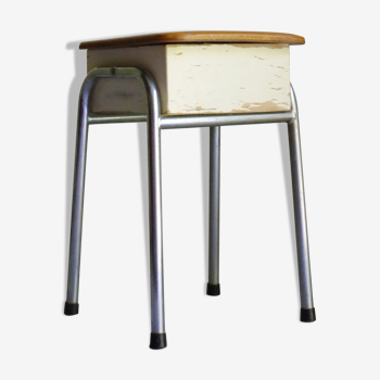 Tabouret cirage, coffre années 50