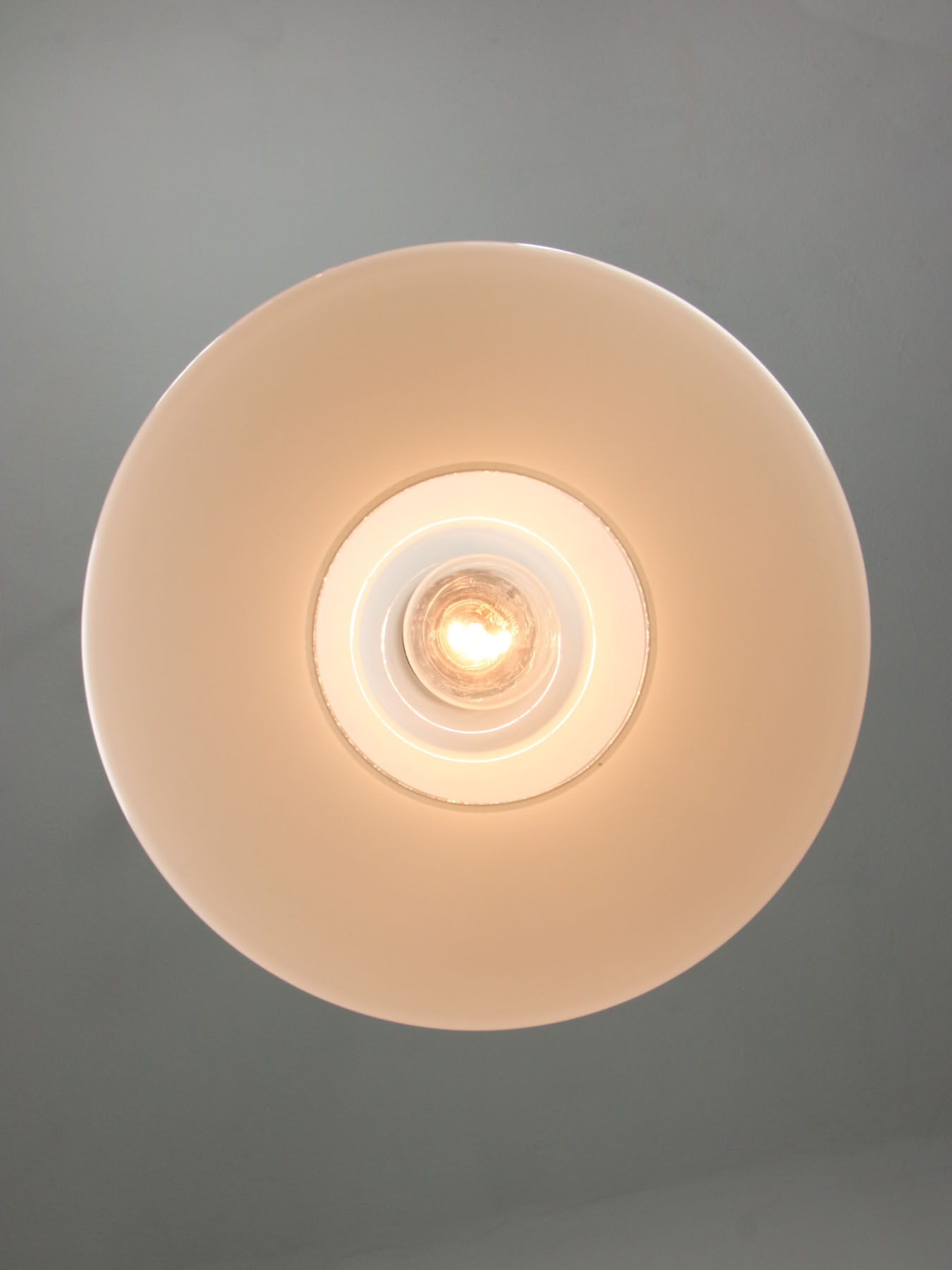 Mid-century Italian White Glass and Brass Pendant Lamp
