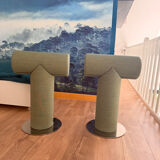 Pair of green Mister T Materia stools – like new