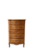 Louis XV chest of drawers with 5 carved wooden drawers - 110 cm