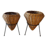Pair of rattan planters 1960