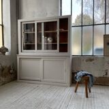Library showcase ivory white sliding doors