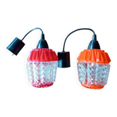 Paire de plafonniers suspensions vintage en verre des années 50