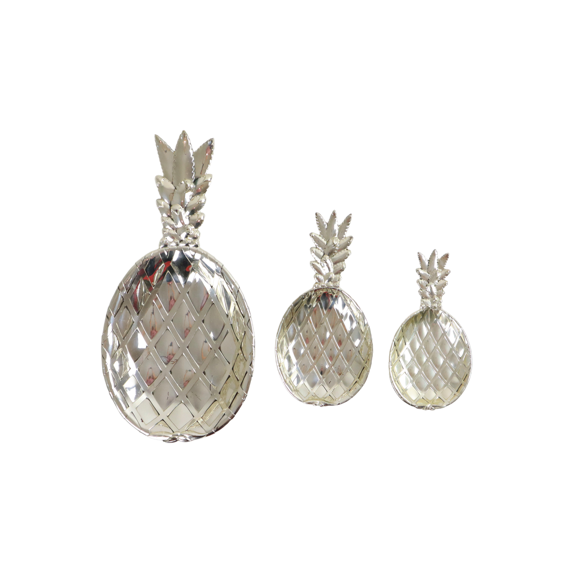 Silver plated pineapple bowls set of 3 mid century modern seventies  as new 40cm