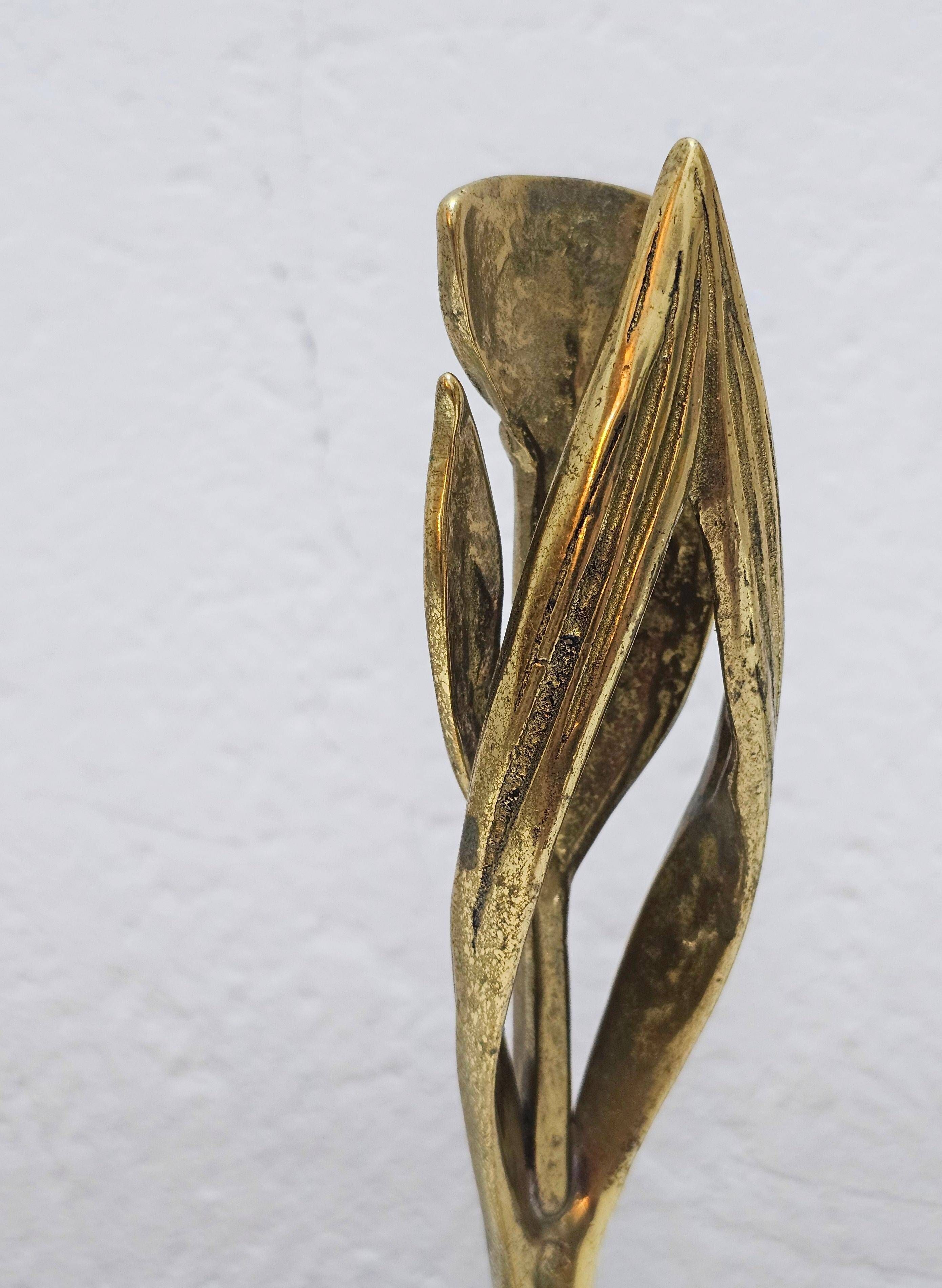 Brutalist Sculptural Candle Holder in the shape of an Iris by Heinz Goll 1960s