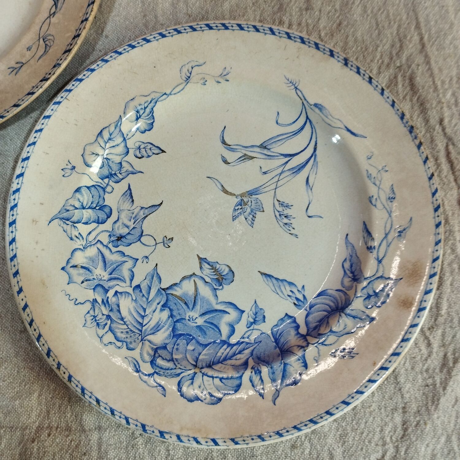 Set of three HB English porcelain plates