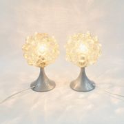 Pair of Mid-Century Amber Bubble Glass Table Lamps by H.Tynell, 1960s