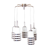 Hanging lamp cascade opaline glass and chrome