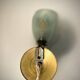 Vintage Mid Century Space Age brass & green opaline wall light Lunel