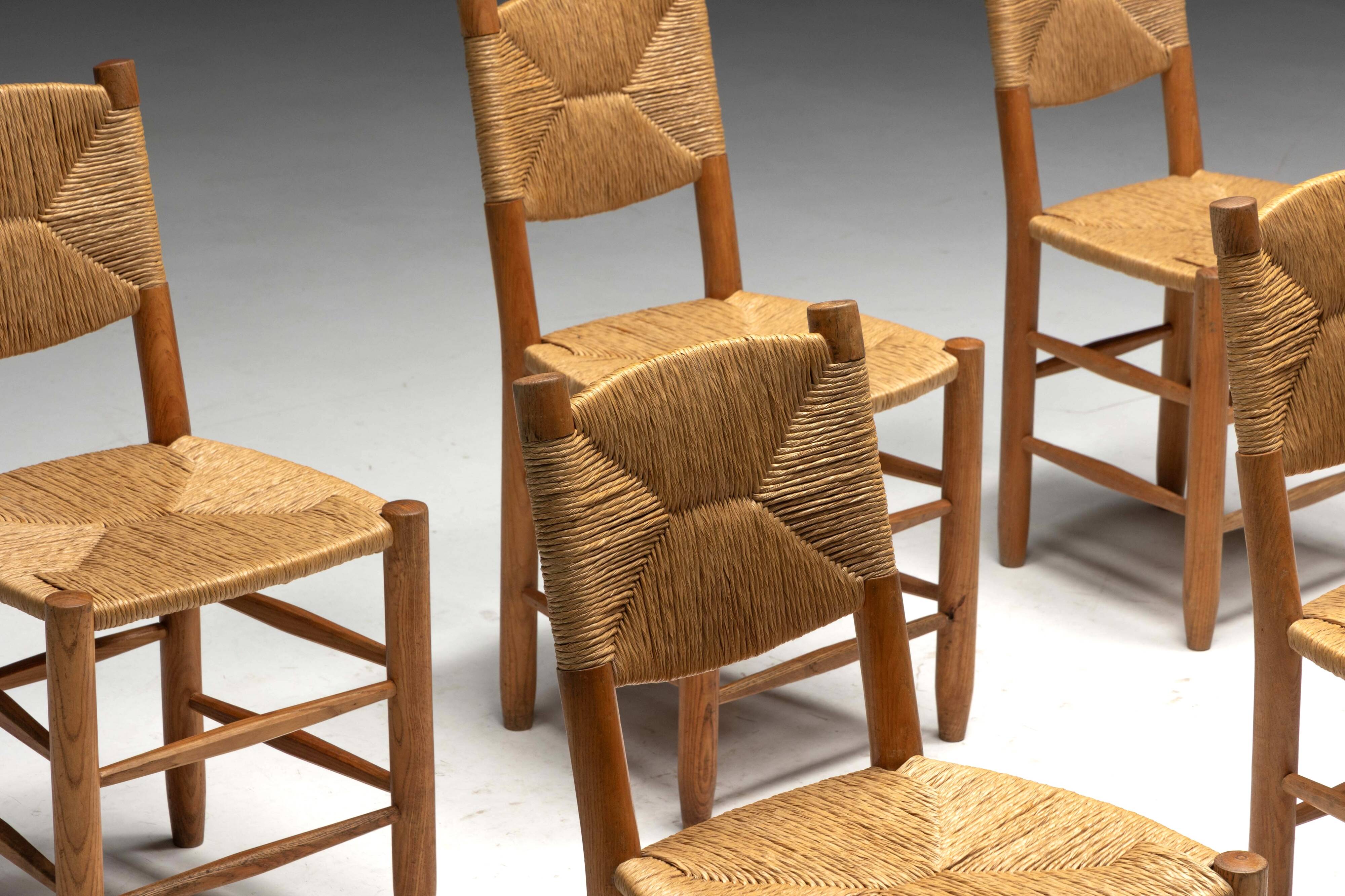 "Bauche" Dining Chairs by Charlotte Perriand for Steph Simon, France, 1950s