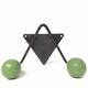 Coat rack V hooks 2 balls green wood