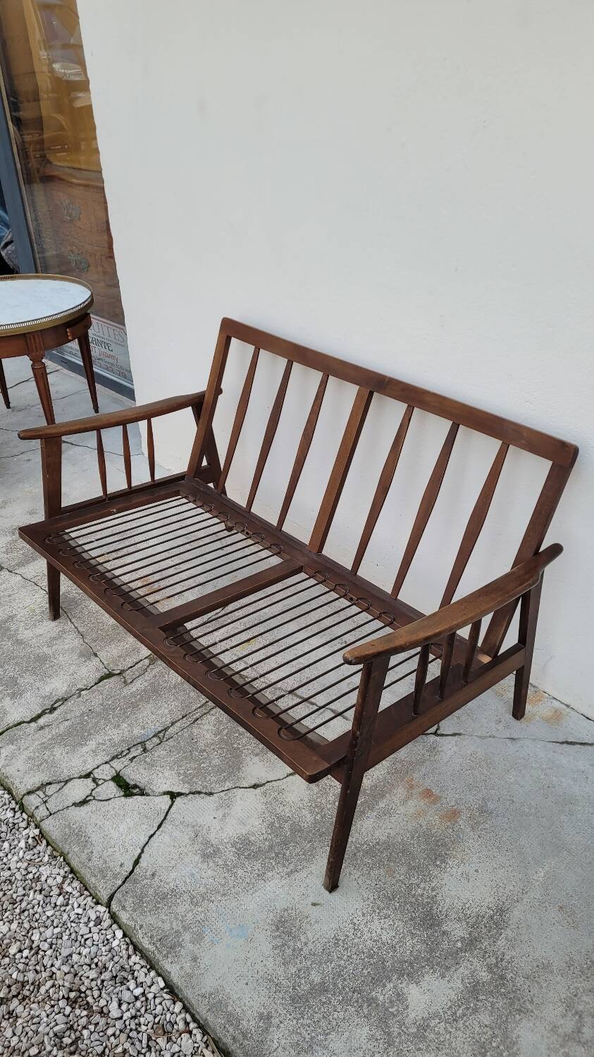 Vintage Scandinavian 2-seater sofa bench - 1950s