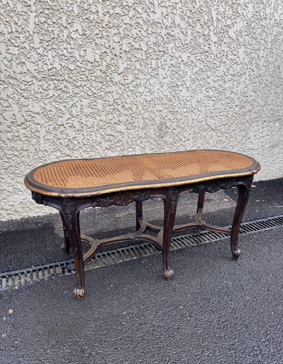 Superb antique piano bench from the late 19th century, Louis XV style