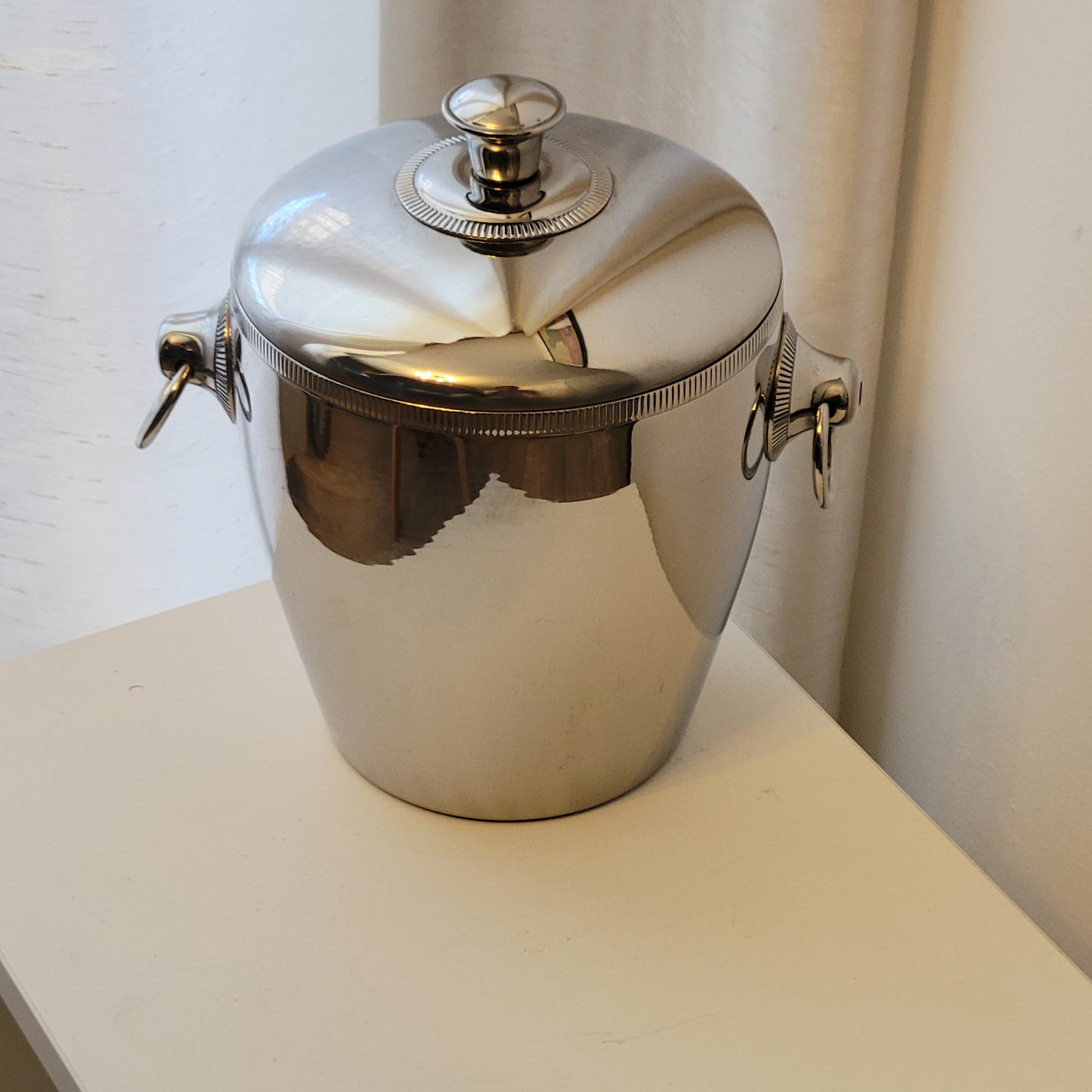 Seau à Glaçons Vintage Letang Rémy – Inox Argenté Avec Poignée – Déco Collection