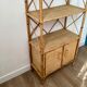 Bookcase shelf in braided wicker, bamboo and rattan
