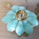 Capiz green mother-of-pearl and brass flower lamp, 1970s