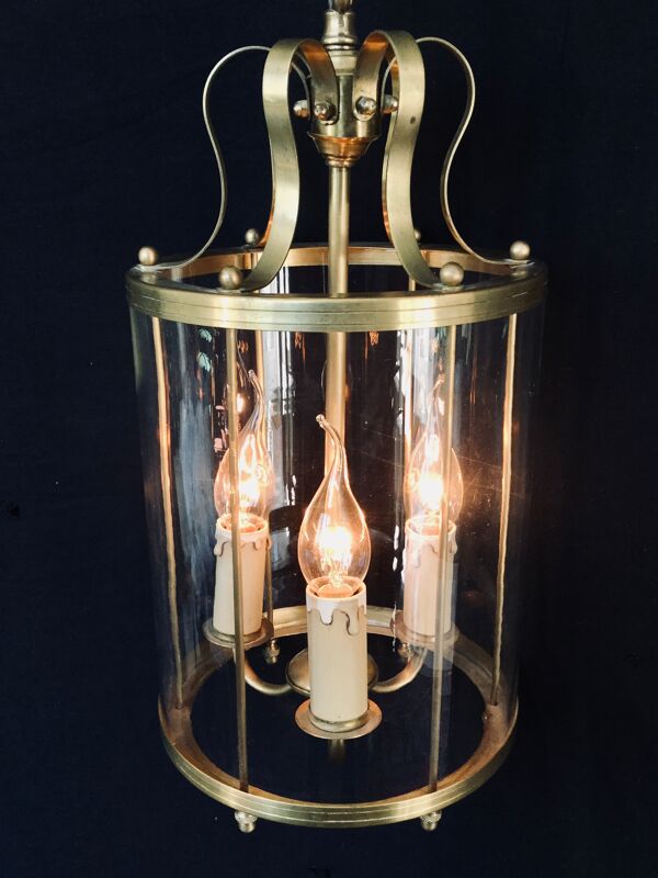 Lanterne 3 lumières bronze et laiton