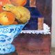 Fleurs champêtres et fruits, nature morte signée 1996