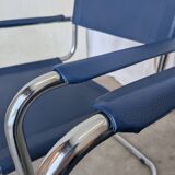 Set of 2 Vintage Mart Stam Style S34 Chair: Blue Leather, Bauhaus Design