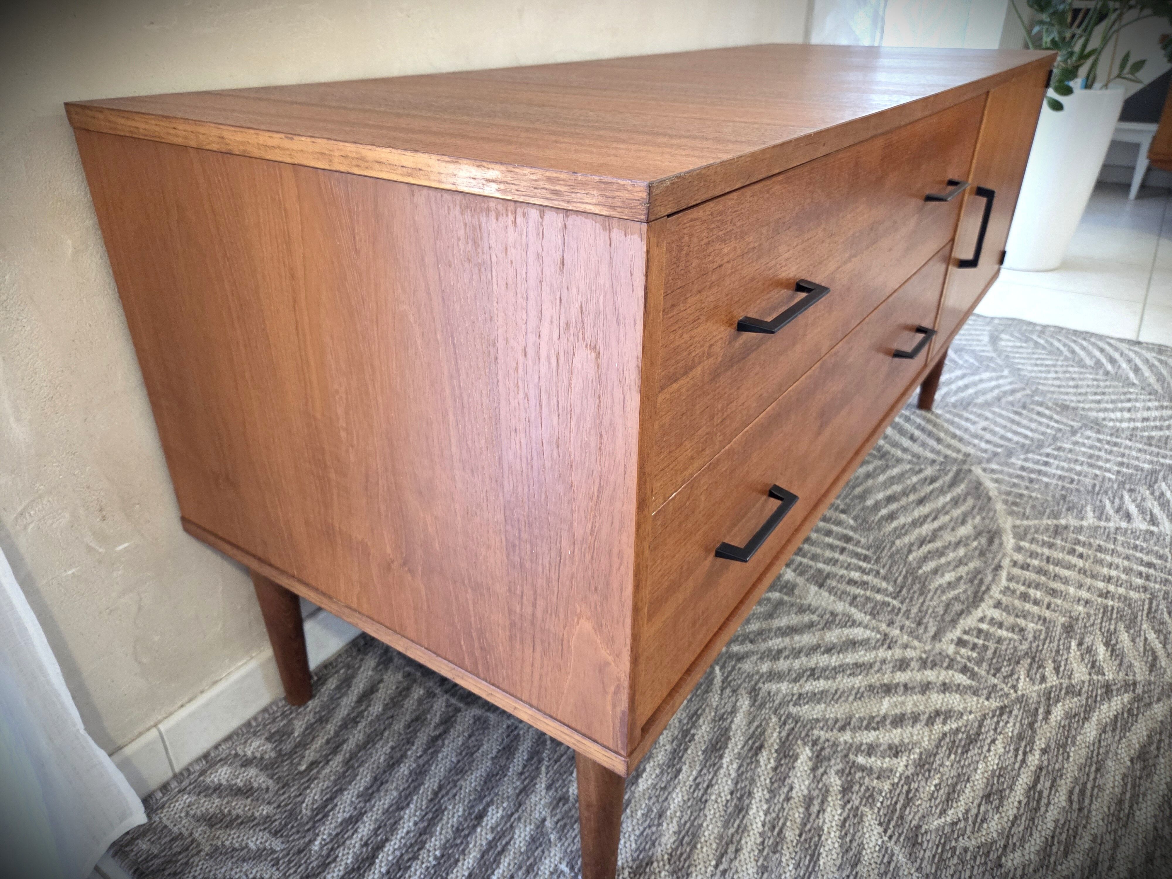 Low Scandinavian enfilade in teak, late 1960s.