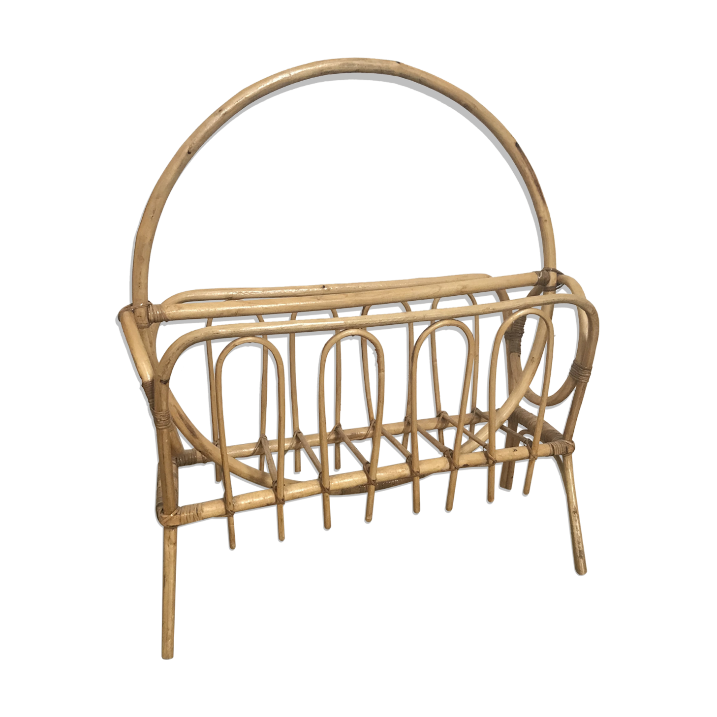 Vintage rattan magazine rack