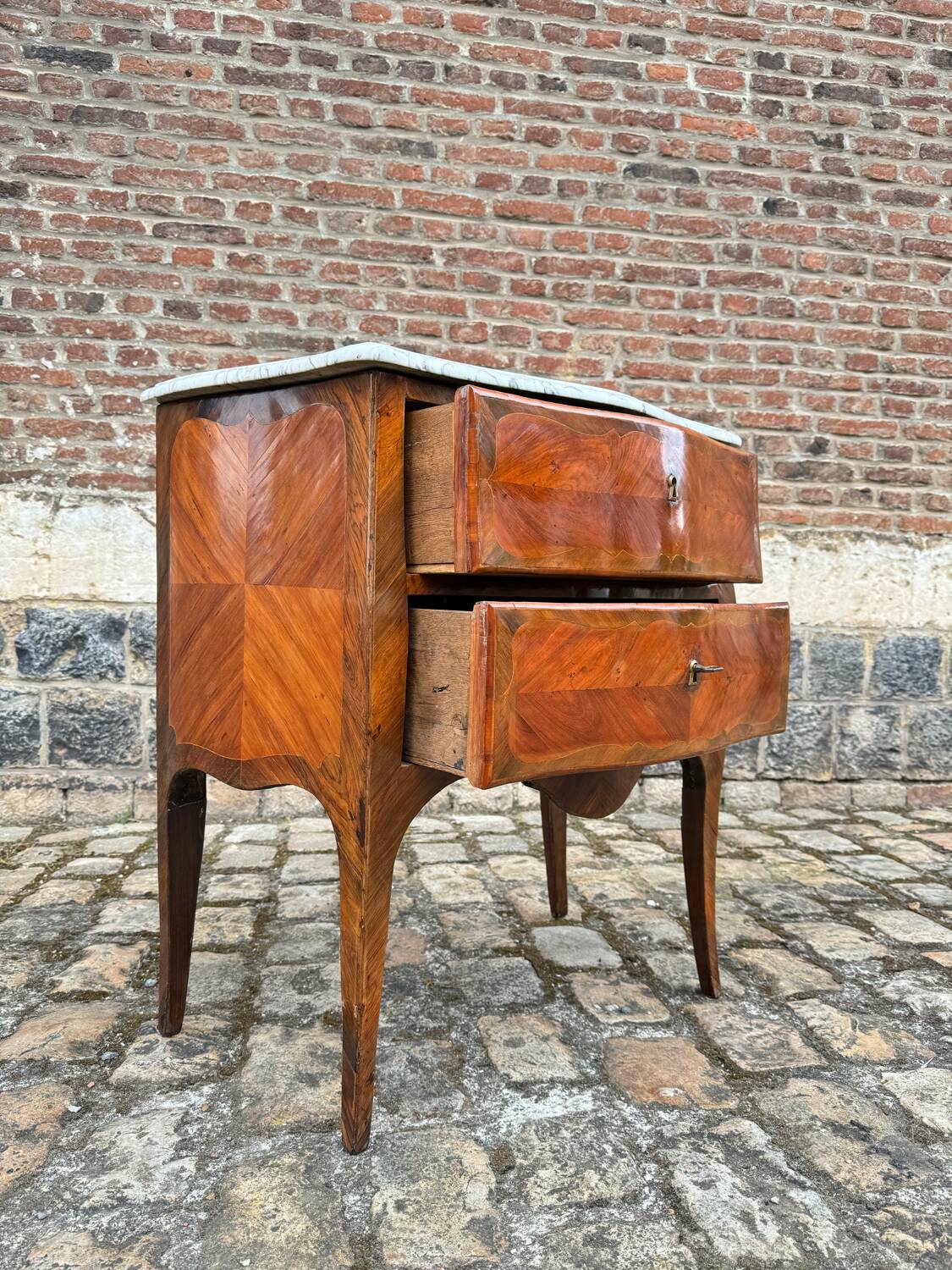 Pierre Roussel, Sauté Commode In Marquetry Louis XV Period XVIII Eme Century