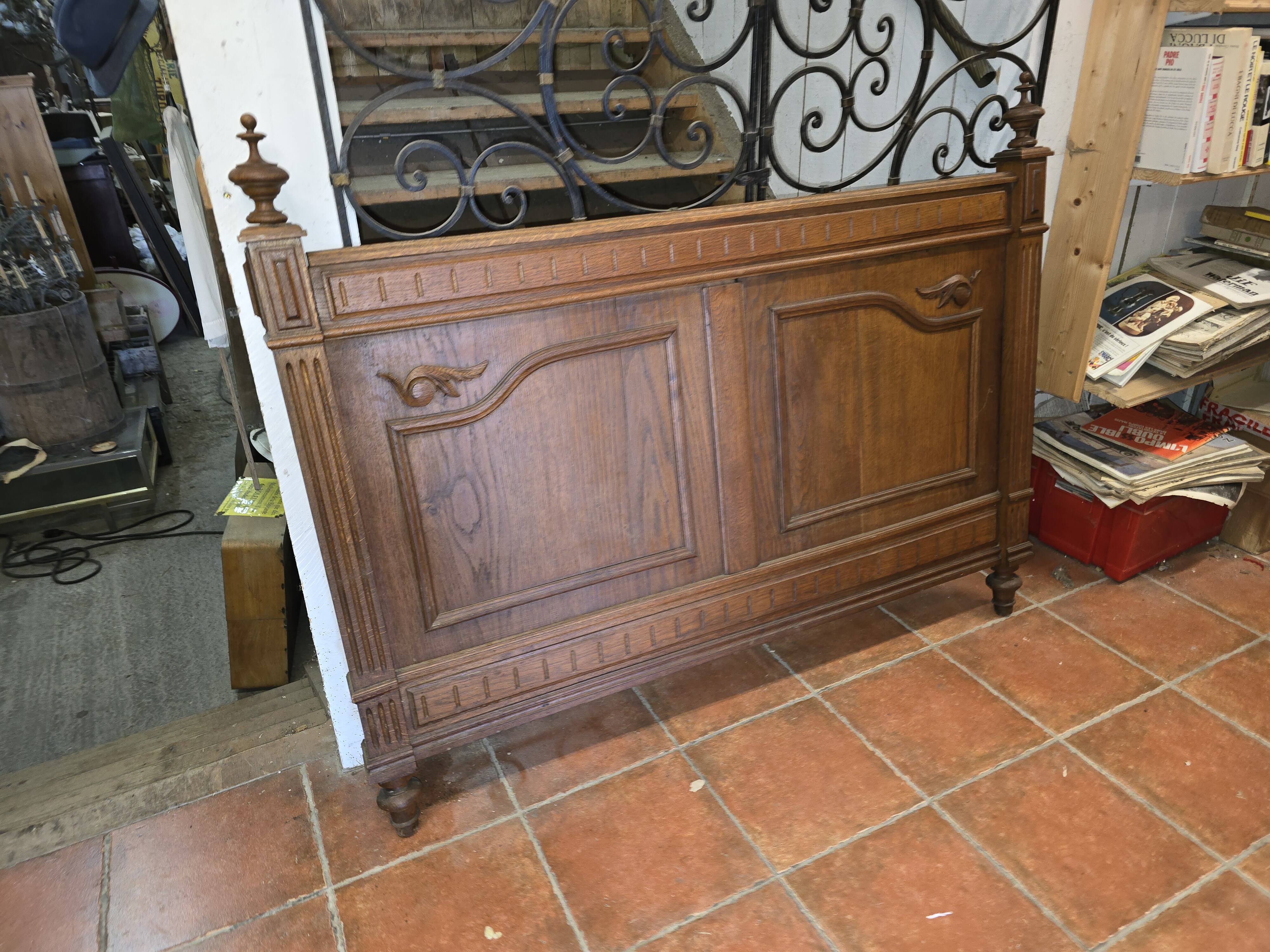 Antique oak headboard